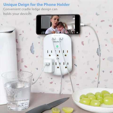 Six Outlet Surge Protector Power Strip With Two USB Ports Fast Charge 2.4A 490 Joules Surge Protection ETL Listed