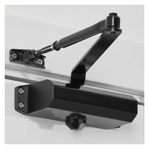 Heavy Duty Hydraulic Door Closer With Adjustable Speed 25Kg To 80Kg, Quiet Soft Close Door Hardware, M Positioning Style, black metal