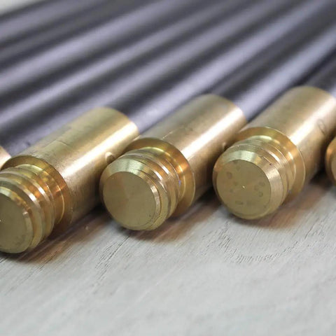 Close-up of rust proof brass couplings from Heavy Duty Drain Cleaning Rods 9 Meters Long With Ten Flexible Interlocking Tubes.