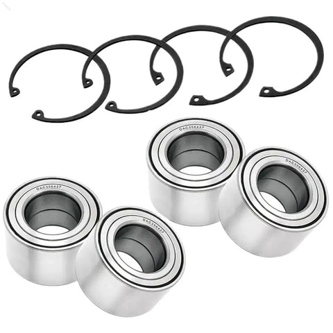Built Tough Four Piece Wheel Bearing Kit For Atv And Utv 400 500 700 800 Cc Engines with seals and bearings displayed.