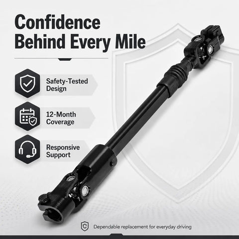 Power Steering Intermediate Shaft Assembly Replacement for Jeep Cherokee 1984 1991 1993 1994 Comanche 1986 1992 Wagoneer 1984 1990 with U Joint Coupler OEM Style Fit Durable Steel Construction Smooth Steering and Plug And Play Install black steel shaft with U-joint