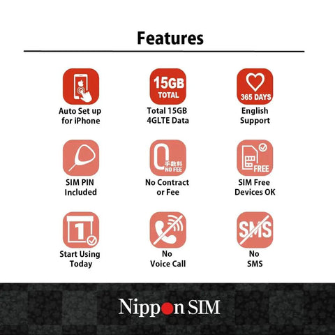 Features of Data Only SIM Card For 180 Days With 15GB High Speed 4G LTE Plus Unlimited Data No Roaming Docomo Network Japan
