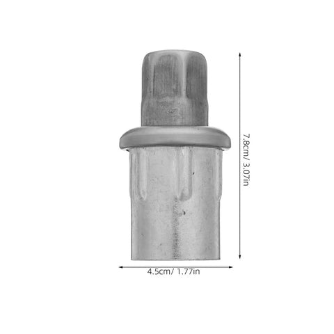 Close-up of one stainless steel foot from 4 Pack Adjustable Table Feet For Desks, Cabinets And Chairs, with measurement markings.