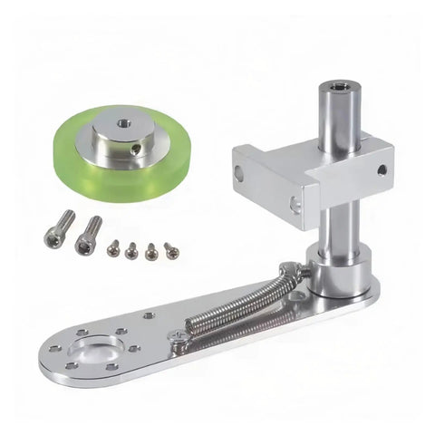 Game Changer Cnc Eccentric Clamps Aluminum Encoder Mounting Bracket With Beefy Cam Lock showing green wheel, screws, and spring.