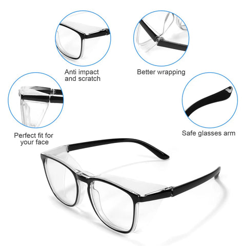 Stylish Safety Glasses With Side Shields For Women And Girls Anti Fog Protective Eyewear Clear Lenses Anti Scratch Dustproof