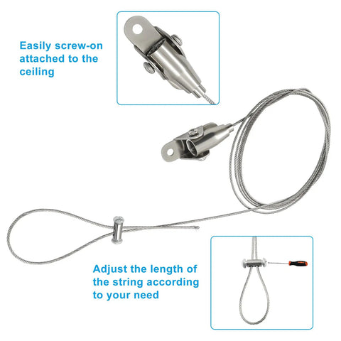 Two Pack Adjustable Ceiling Mount Brackets For Closet Rods And Shower Curtain Rods, stainless steel, string adjustment