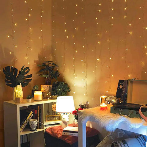 Curtain Icicle Lights 13ft By 6.5ft Warm White Low Voltage 30V with 20 Strings of 13 LEDs for indoor cozy decor