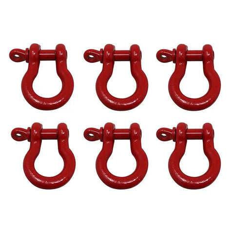 Six Three Quarter Inch Shackle Screw Pin Clevis Anchor Bow Shackles For Rigging Sling Cable And Chain, set of six red shackles
