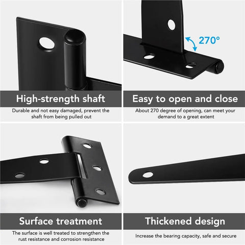 Heavy Duty 4 Inch T Hinges Set For Cabinets Sheds And Barn Doors Quiet Hydraulic Soft Close Rust Resistant Iron Hardware details