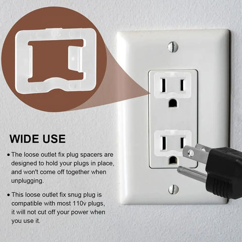 Snug 24 Pack Outlet Plugs For Loose 110V Sockets Transparent Wall Socket Fixers installed in white outlet
