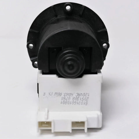 Beefed Up Washer Drain Pump Assembly Replacement, Black Electric Powered Unit For 120V Systems, 8.5W, 1.4A, Replaces 4681EA2001T 4681EA2001D PS3527433 AP4444447, Aftermarket Washer Replacement Component front view