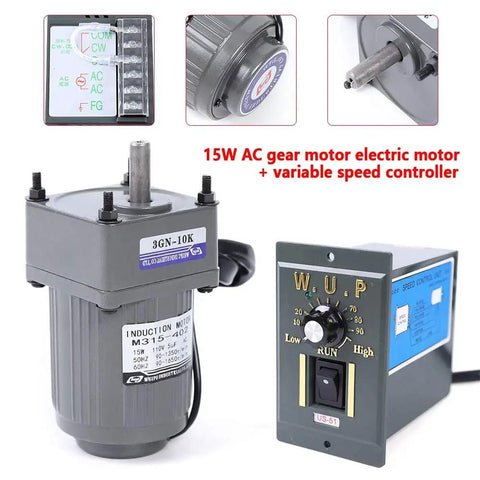 Built To Last Heavy Duty 15W 110V AC Single Phase Gear Motor With 125 RPM Variable Speed Controller 10K High Torque Gear Reducer