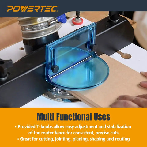 Hands using Trim Router Table With Base Plate And Predrilled Holes No Frills Adjustable Fence Dust Port And Transparent Bit Guard