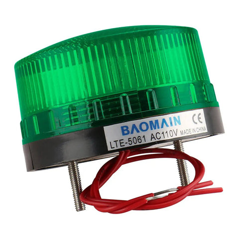 Hella Bright Industrial Green Strobe Warning Light Ac 110V 3W Led Beacon For Factory And Construction Sites Featuring Rock Solid Weatherproof Housing And Super Easy Polarity Free Wiring Setup, green lens with wiring.