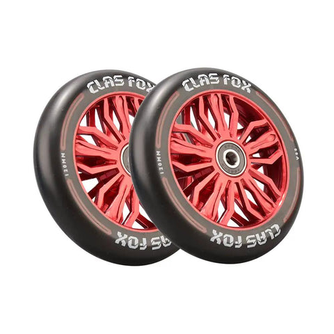 Real Heavy Duty Pro Scooter Wheels With Abec 9 Bearings 120 X 24 MM forged aluminum core with red design for street rides.