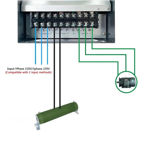 Beefed Up Heavy Duty Variable Frequency Drive Inverter For Motor Speed Control And Pumps Industrial Grade Quality 30 KW 40 HP 220V 1 To 3 Phase Input To 3 Phase Output 50 60 Hz wiring diagram with motor and resistor