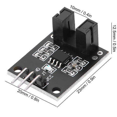Infrared Photoelectric Sensor Module 10 Pack 5V DC For LM393 Compatible DIY Kit, device dimensions labeled, front view
