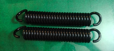 Heavy Duty Extension Springs Pair 11 Inch Hook To Hook 1.94 Inch Outer Diameter 0.33 Inch chrome silicon wire on green background.