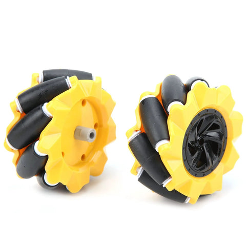 80mm Omni Wheel Set for DIY Robots with rubber coating, displaying left and right wheels for robot cars and educational kits.