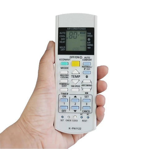 Premium Universal AC Remote Controller For Panasonic Air Conditioner Sub Wireless Temp Display Fahrenheit Celsius A75C2913 in hand
