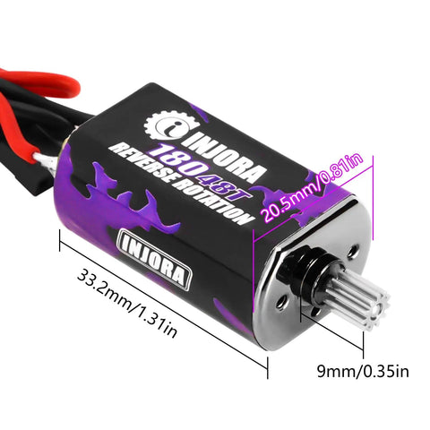 180 Pro Brushed 48T Motor For TRX4M 1 18 Scale RC Crawler Upgrade with wiring and pinion dimensions shown