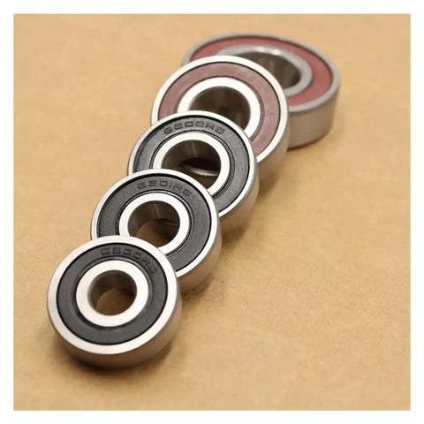 Heavy Duty Deep Groove Ball Bearing Set Sizes 6200 Through 6207 Featuring ZZ DDU RS Seals For Electric Motorcycles showcasing four sealed bearings.