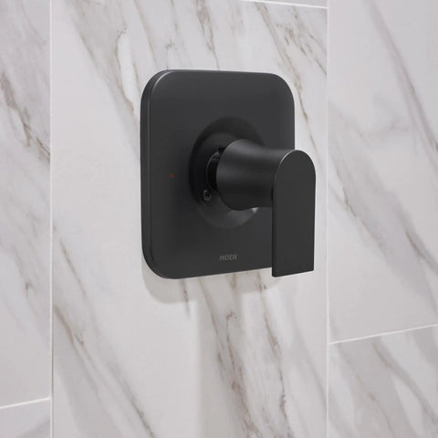 Genta LX Matte Black Shower Lever Handle With Pressure Balancing Design Posi Temp Valve Required Model T2471BL on marble wall