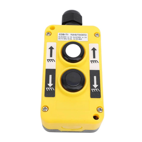 Pro Grade Rainproof Industrial Pushbutton Switch For Cranes And Hoists Up Down Driving Controller IP68 Strong Frame Flexible Buttons For Machines Automation Control AC2 yellow PC body with up/down buttons