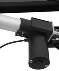 Close-up of the hydraulic mechanism on Heavy Duty Electric Scissor Lift Table Featuring Rock Solid Hydraulics And Straight Up Height Adjustability From 7.8 To 26.7 Inches For No Sweat Garage Projects.