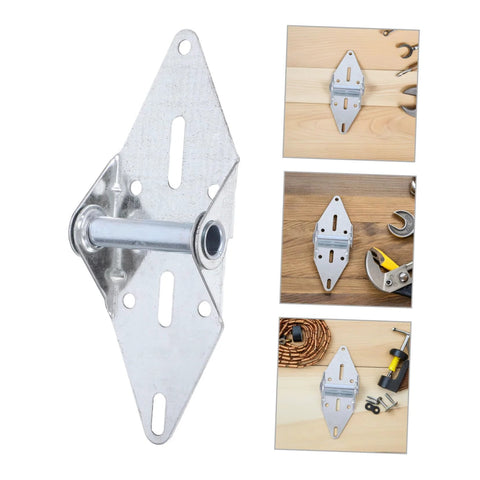 Two galvanized steel garage door hinges with mounting shaft, heavy-duty 2-pack front view