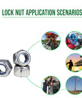 M8 Nylon Insert Lock Nuts 304 Stainless Steel Self Locking Hex Nuts Vibration And Corrosion Resistant 30 Pack, various applications