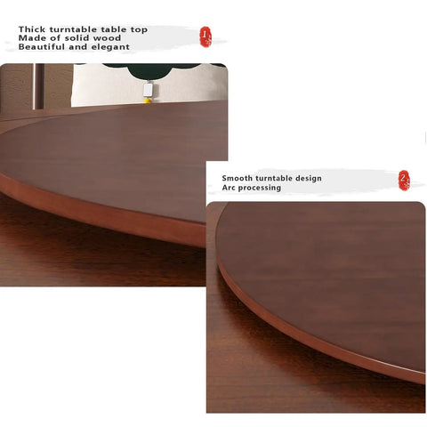 Solid Wood Lazy Susan Turntable Spinning Smooth As Butter Easy Rotate Serving Tray For Kitchen Counter Dining Table with thick wooden top.