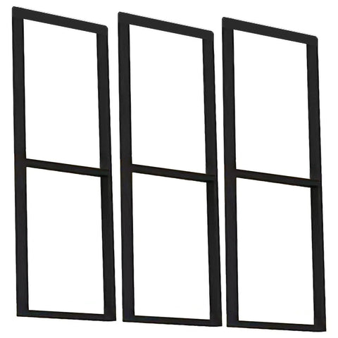 Straight Up Heavy Duty Ceiling Mount Shelf Brackets, Thirty By Eighty Centimeters, Solid Black Metal Hanging Storage Rack, includes three black metal frames.