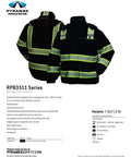 Waterproof Black Parka With Teflon Coating And Quilted Lining ANSI Type O Class 1 Detachable Hood Reflective Trim 3X Large