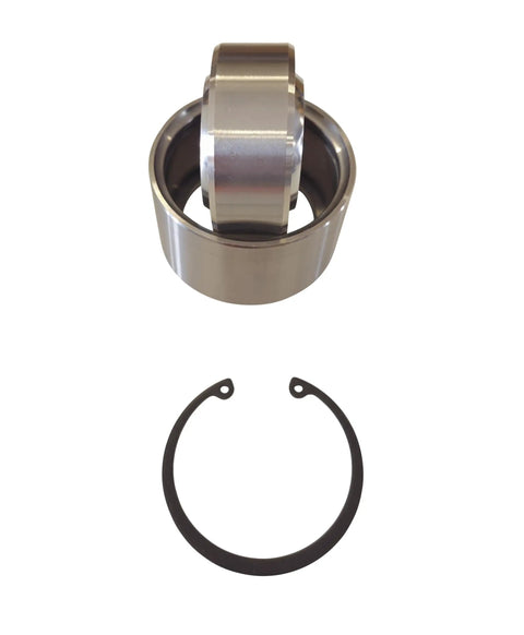 1 Inch Bore Uniball Bearing Set Includes Cup And Snap Ring For A Arm Replacement Joint Rod End Bearing, chrome and black components.