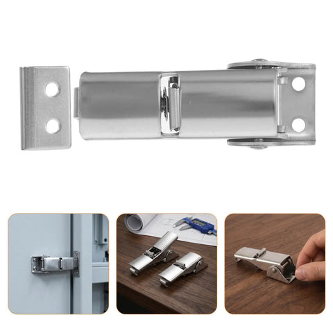Heavy Duty Adjustable Stainless Steel Toolbox Latch With Polished Toggle Buckle For Secure Cabinet Hardware And Storage Boxes, top view showing closure.