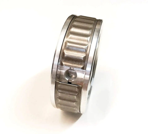 Heavy Duty Gimbal Bearing No Sweat Replacement For Mercruiser And Omc Cobra Sterndrives, metallic with ridged design.