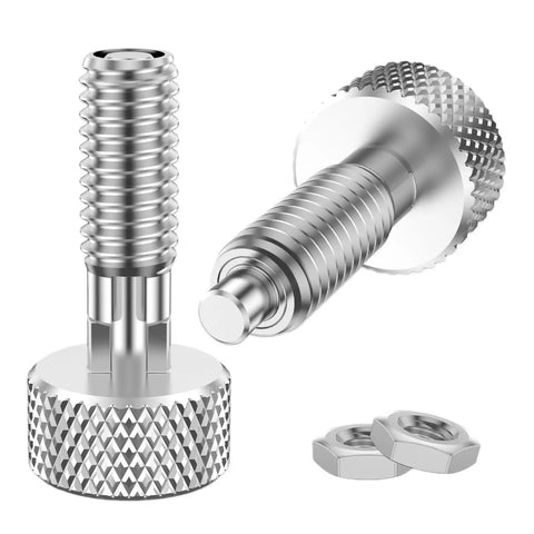 M6 Stainless Steel Retractable Spring Plunger With Knurled Grip Handle Self Locking Pin Bolt Drop Straight Into Rolling Toolboxes And Shop Rigs Heavy Duty 2 Piece Set Built Tough product image showcasing knurled grip and electroplated finish.