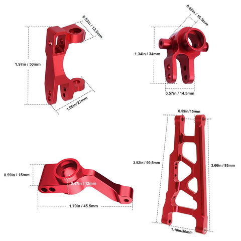 Aluminum Steering Blocks Caster Blocks CHubs Stub Axle Carriers And Alloy Suspension Arms Set For One Tenth Scale Traxxas Slash 4x4