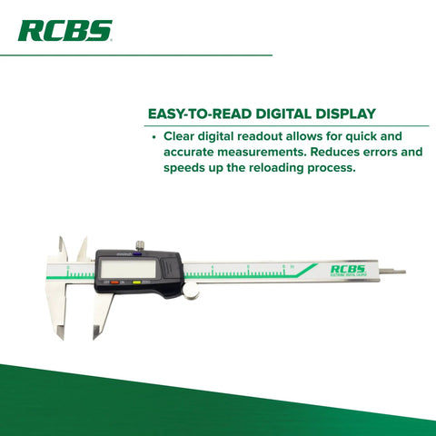 RCBS digital calipers with clear display for Digital Calipers 0 To 6 Inch For Reloading, Accurate Case And Cartridge Measurements