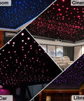 Twinkle 16W RGBW Fiber Optic Starlight Headliner Kit For Car And Home Ceilings, various color displays in rooms and car.