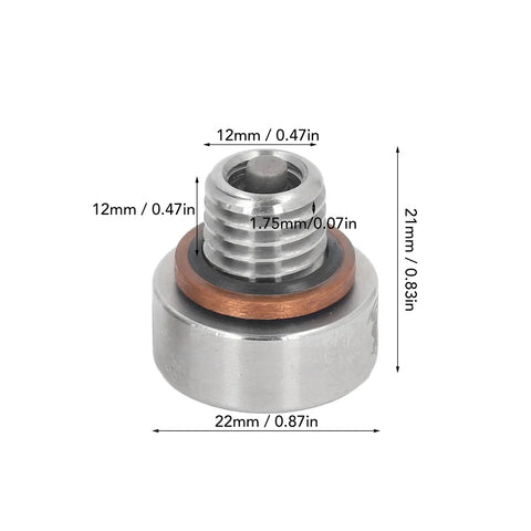 Awesome FtVogue M12x1.75 Stainless Oil Drain Plug Self Tapping Thread Repair Kit Saves Your Damaged Oil Pan And Keeps Your Engine Running Smooth Without The Cost. 304 stainless M12 x 1.75 oil drain plug, 12mm and 22mm dimensions shown