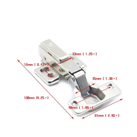 Soft Close Cabinet Hinges With Hydraulic Buffer Core Rustproof Iron Kitchen Door Hardware Half Overlay dimensions shown