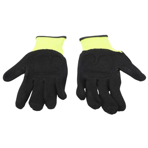 Heavy Duty Work Gloves With NBR Frosted Coating And Soft Knit Lining For Power Tools Anti Vibration Shield Grippy Dexterity Shock Proof Safety Gloves For Heavy Industry Use, black pair front view