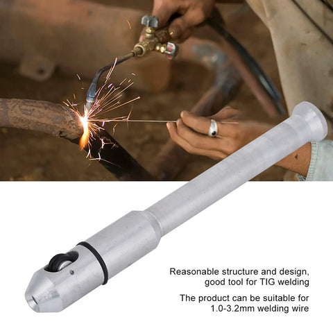 TIG Welding Pen for 1.0-3.2mm Wire, Silver White Alloy Precision Tool in use for welding with sparks