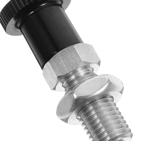 Close-up of Rock Solid Spring Loaded Indexing Plunger With 4mm Pin, showing stainless steel parts and black knob detail.