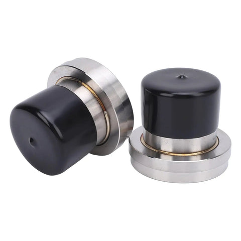2 Pack Boat Trailer Bearing Protectors with Covers, Stainless Steel Center Grease Cap, 2.717 Inch Diameter shown at angle