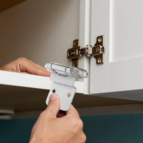 Installing Eight Pack Three Eighths Inch Flush Mount Kitchen Cabinet Hinges Self Closing Inset Cupboard Hardware For Furniture Doors White Nickel Finish Quiet Close Easy Install