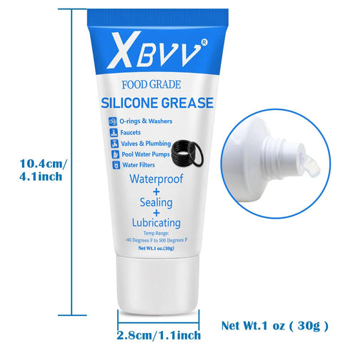 Silicone Grease Lubricant For Plumbing DIY Friendly 1 oz tube with dimensions and nozzle detail