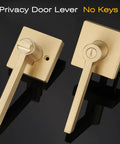 Six Pack Gold Door Handles With Satin Brass Levers For Interior Privacy Doors No Keys Needed Featuring Thumb Turn Lock And Emergency